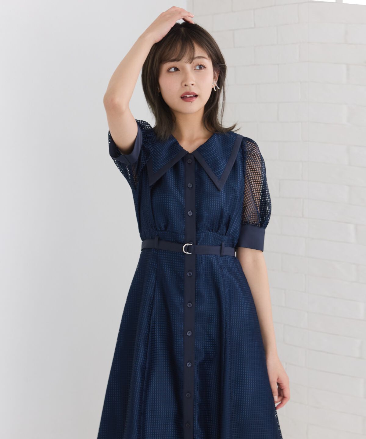 REDYAZEL「ビッグカラースクエアレースワンピース」|ワンピース|