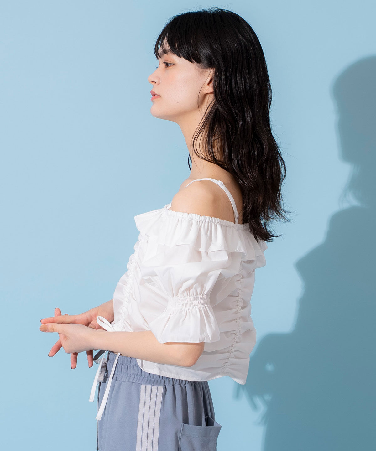 REDYAZEL「ドロストフリルオフショルブラウス」|シャツ・ブラウス|