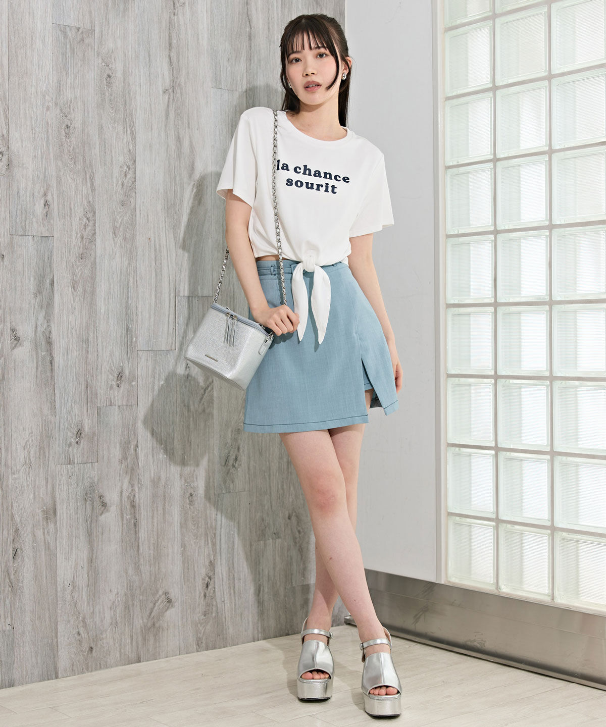 REDYAZEL「コントラストステッチミニスカート」|台形|