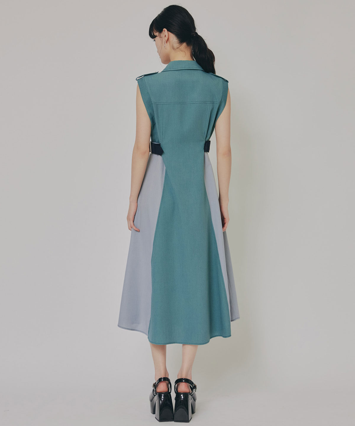 REDYAZEL「カラーブロックベルトシャツワンピース」|ワンピース|