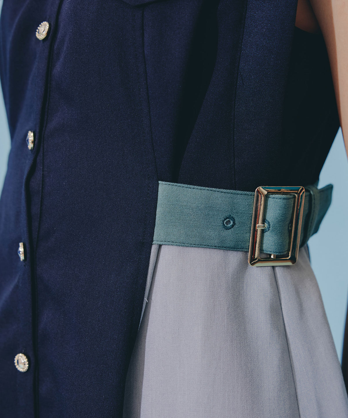 REDYAZEL「カラーブロックベルトシャツワンピース」|ワンピース|