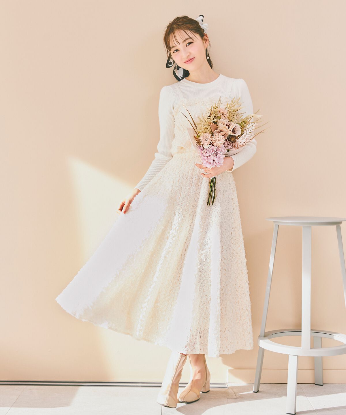 WILLSELECTION「フラワーチュールビスチェ付きニット」|ニット・セーター|