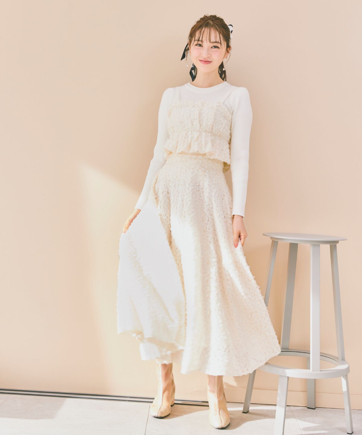 WILLSELECTION「フラワーチュールビスチェ付きニット」|ニット・セーター|