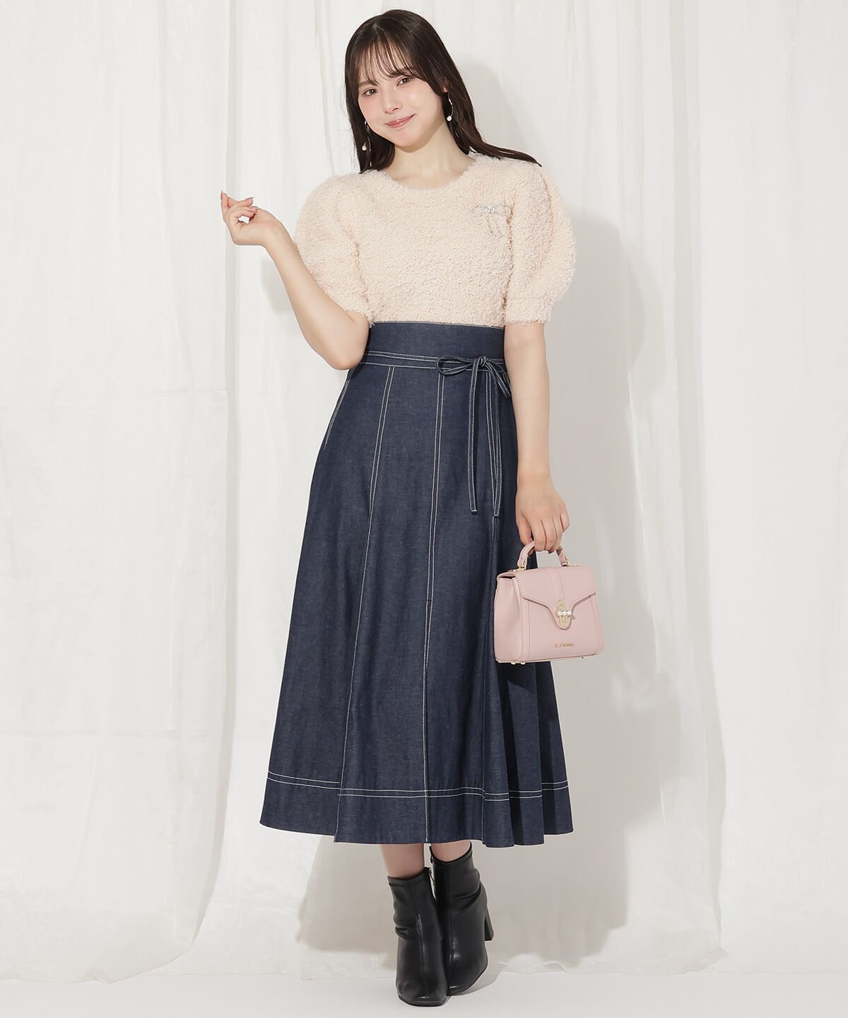 WILLSELECTION「リボンブローチ付きテディヤーンニット」|ニット・セーター|