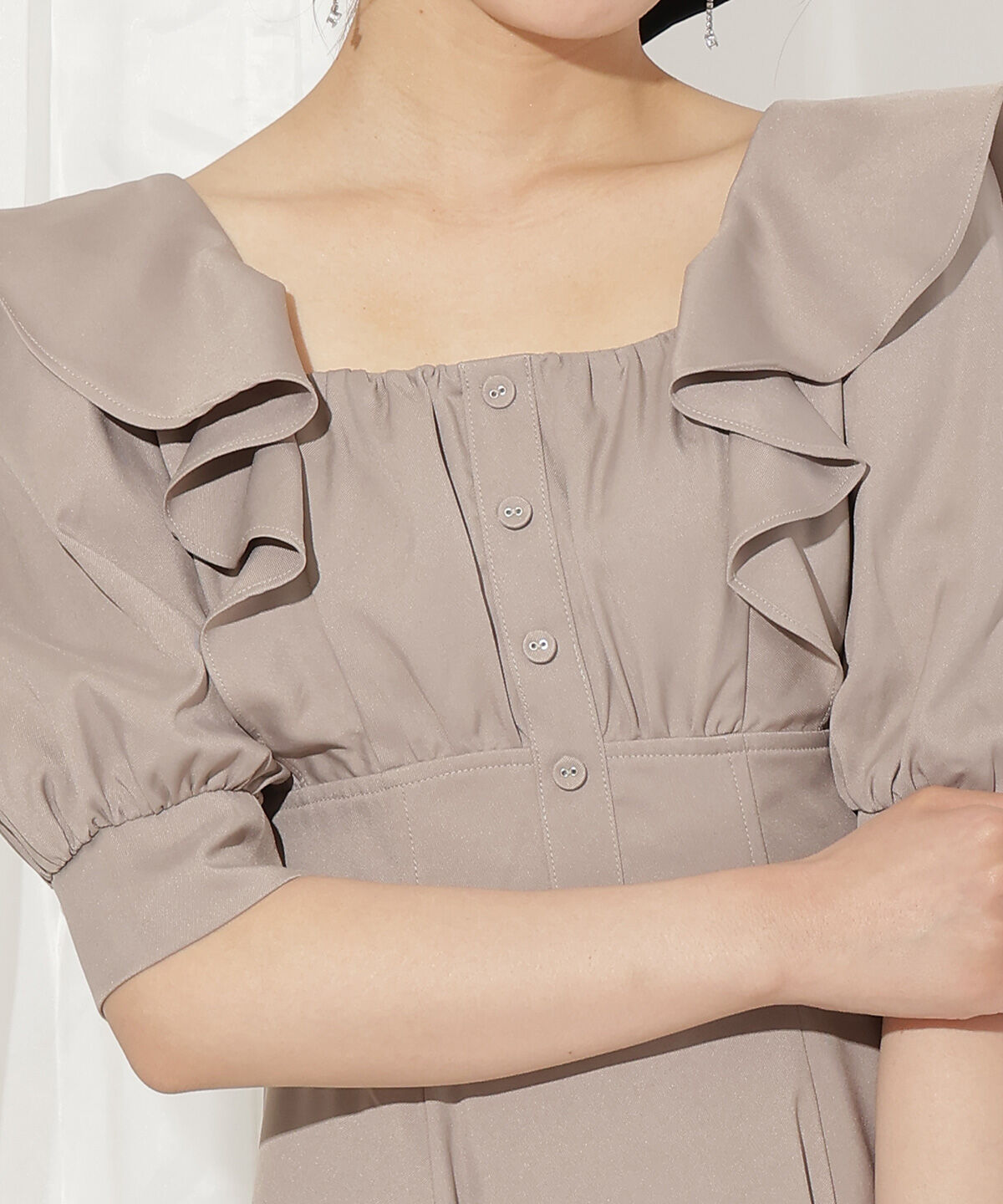 WILLSELECTION「ラッフルフリルパフ袖ワンピース」|ワンピース|