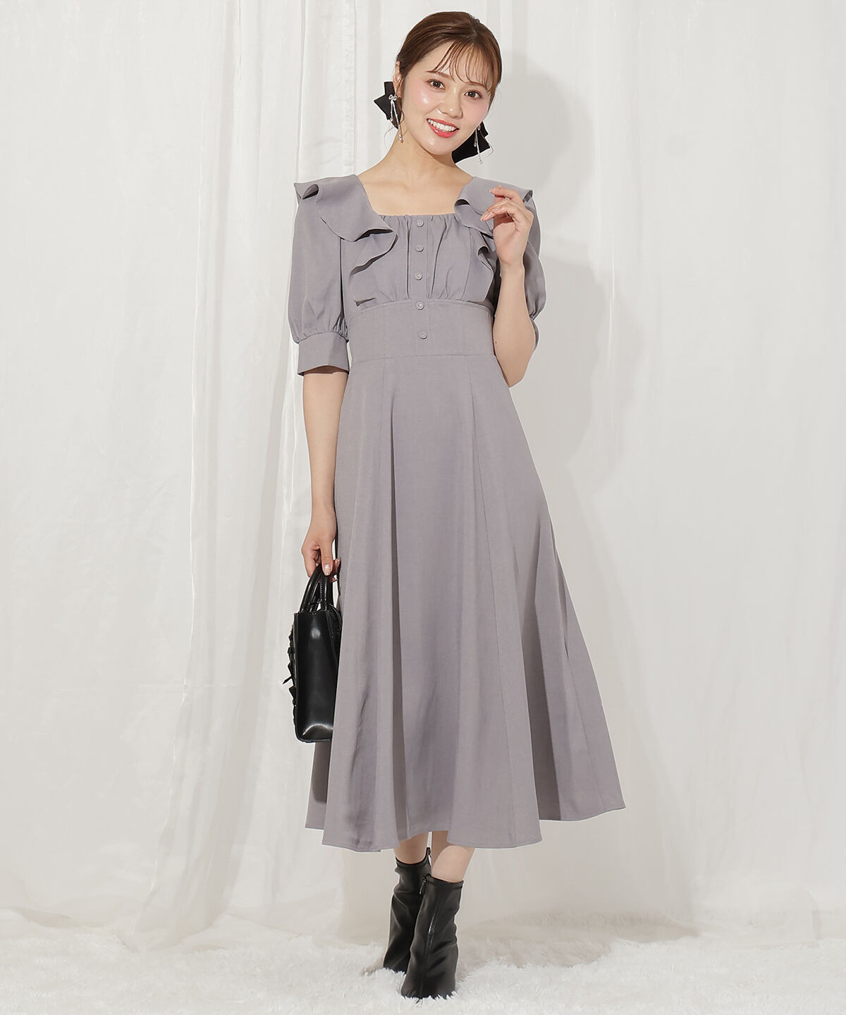 WILLSELECTION「ラッフルフリルパフ袖ワンピース」|ワンピース|