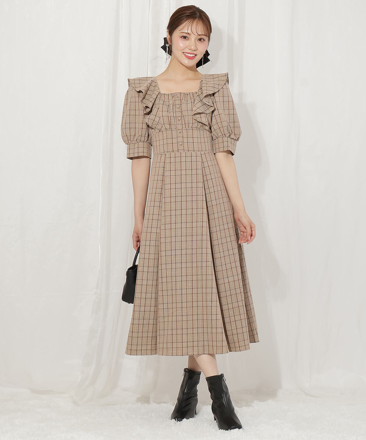 WILLSELECTION「ラッフルフリルパフ袖ワンピース」|ワンピース|