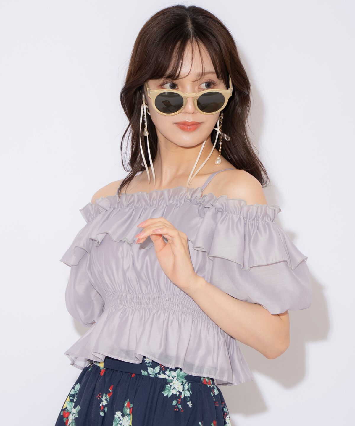 WILLSELECTION「シャーリングオフショルブラウス」|シャツ・ブラウス|ライトグレー