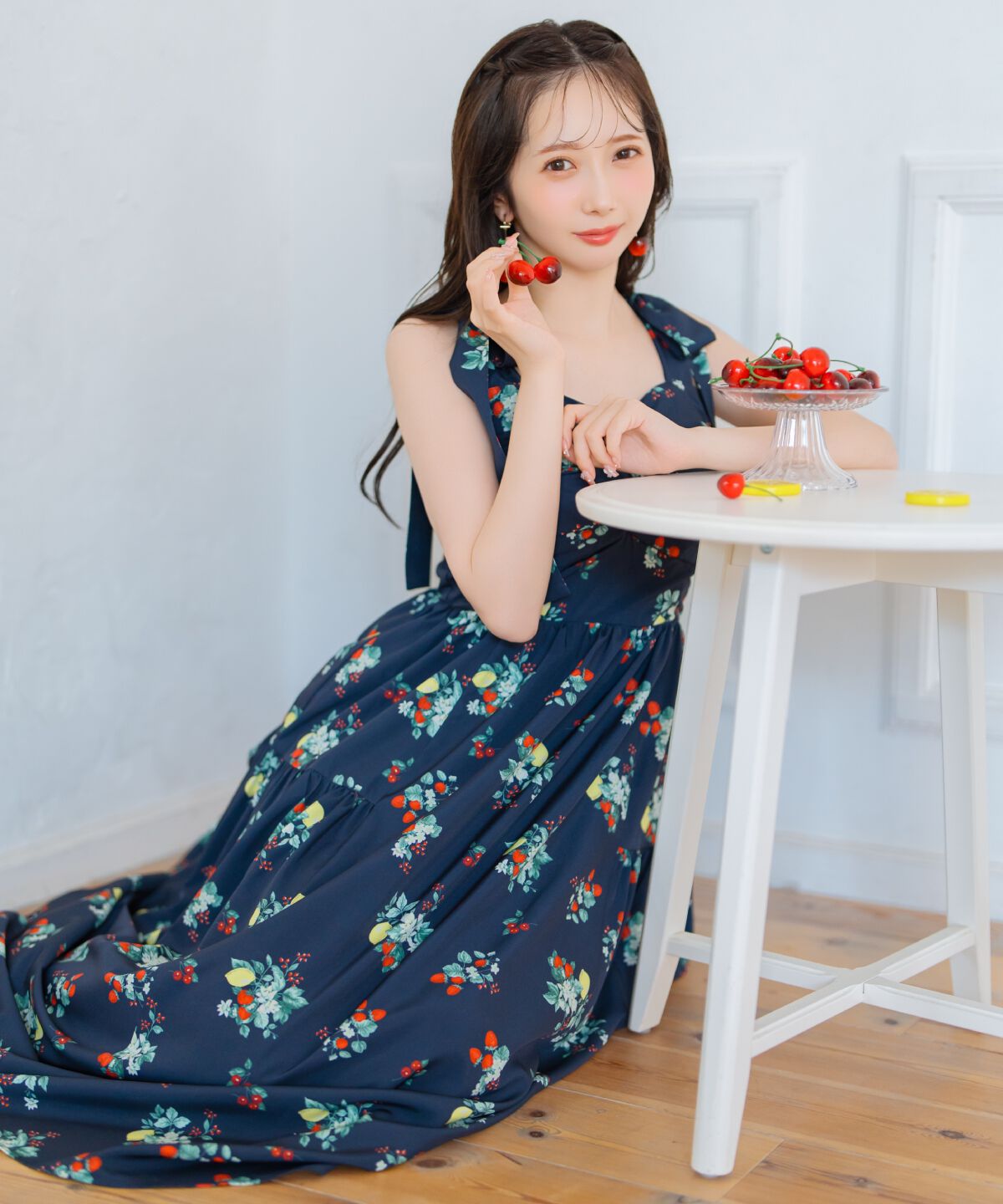 WILLSELECTION「リボンショルダーフルーツプリントワンピース」|ワンピース|