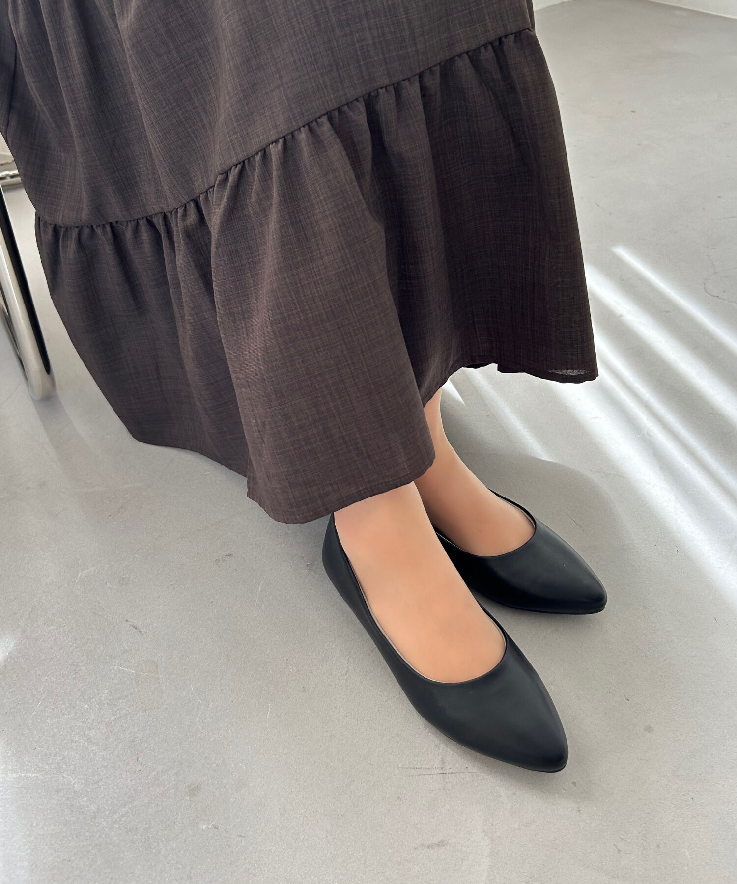 ORiental TRaffic「【WEB限定 / 累計15万足突破】ポインテッドトゥ フラット パンプス /R-4007 通勤靴 厚手クッション」|パンプス|