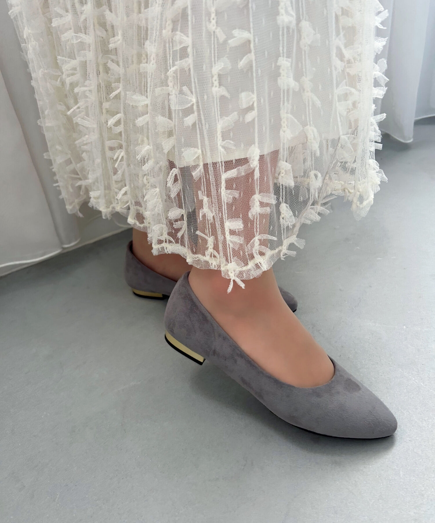 ORiental TRaffic「【WEB限定 / 累計15万足突破】ポインテッドトゥ フラット パンプス /R-4007 通勤靴 厚手クッション」|パンプス|GREY