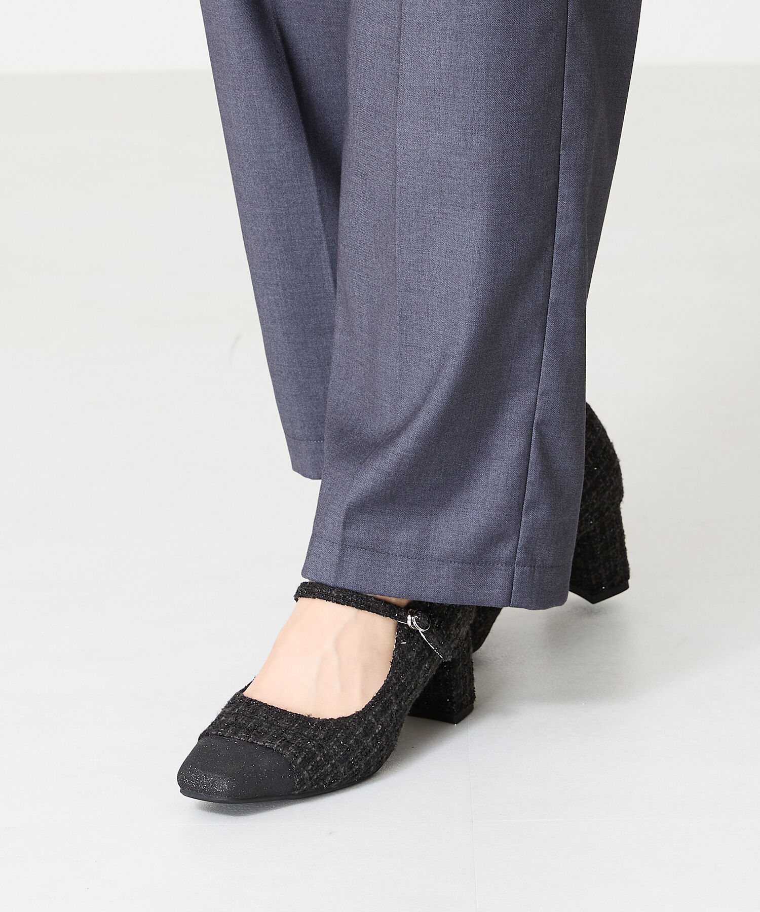 ORiental TRaffic「ツイード切替ワン ストラップパンプス /41309」|パンプス|