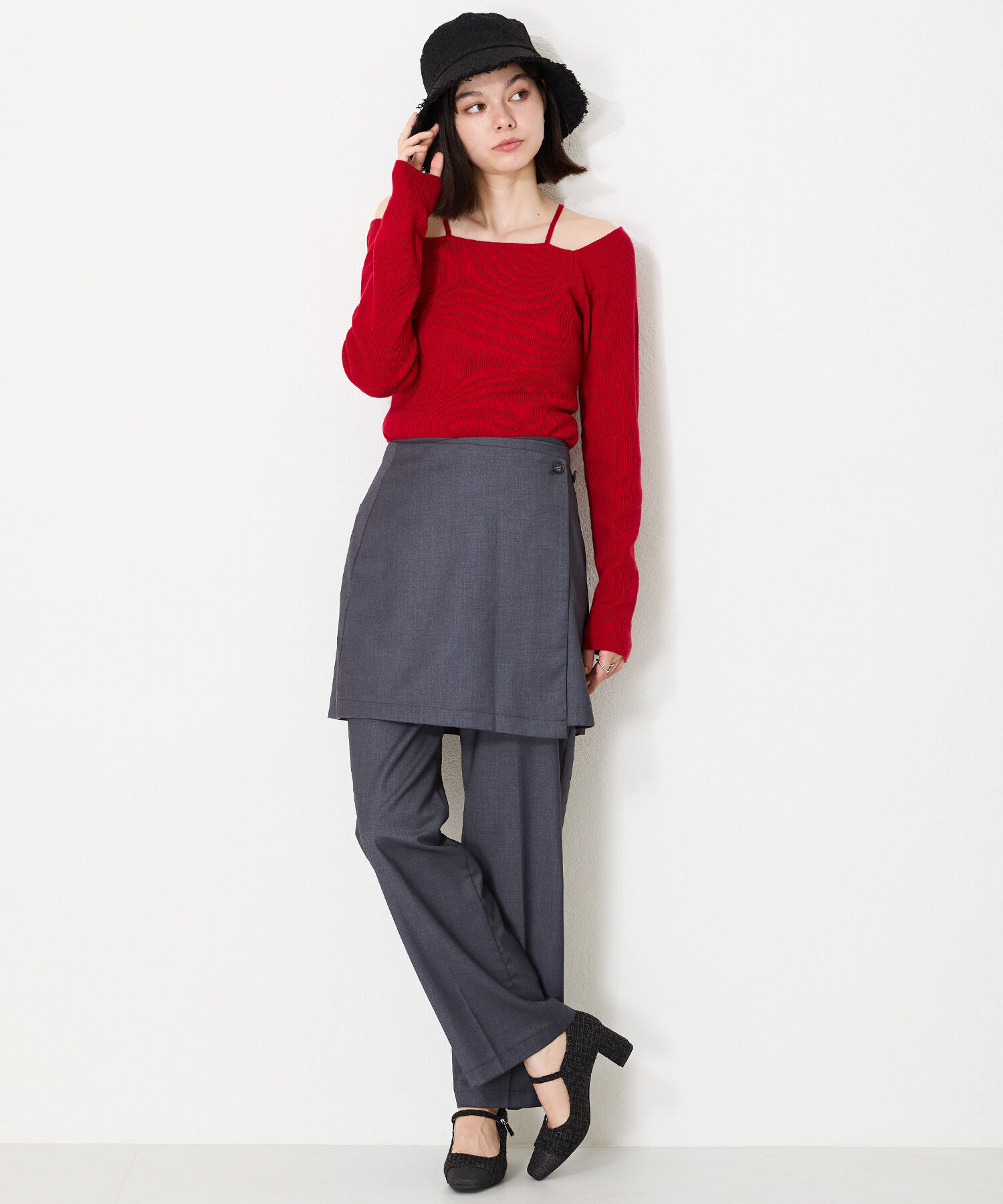 ORiental TRaffic「ツイード切替ワン ストラップパンプス /41309」|パンプス|