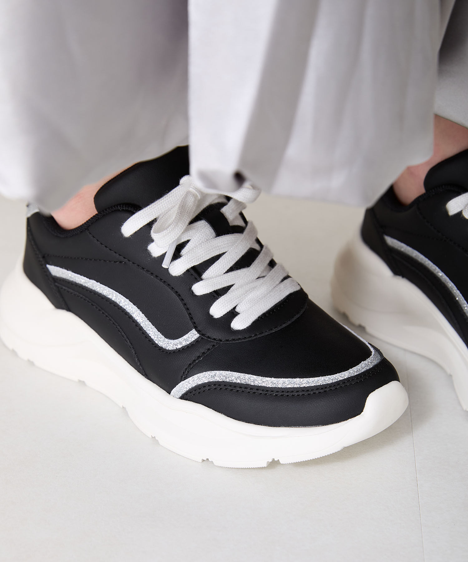 ORiental TRaffic「●2025春夏新作●グリッターラインスニーカー/OT3762 スニーカー トレンド 人気 売れてる」|スニーカー|