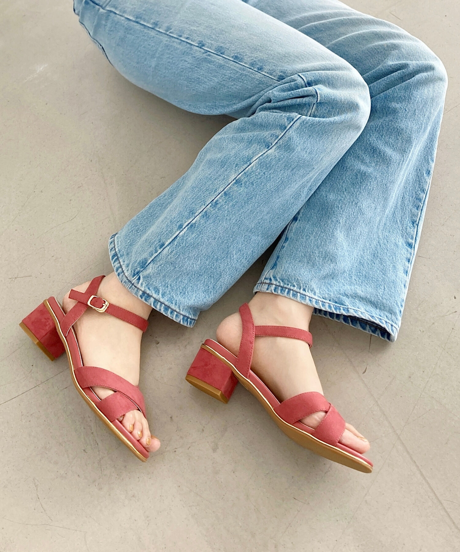 ORiental TRaffic「【WEB限定】●2025春夏新作●クロスストラップメタリックラインサンダル/55201 サンダル トレンド 人気」|サンダル|