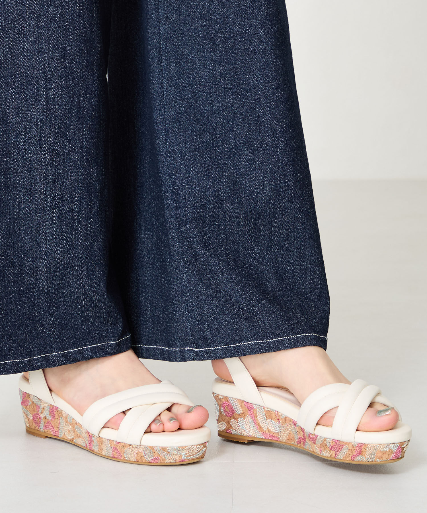 WA Oriental TRaffic「●2025春夏新作●パデットクロスコルクウエッジサンダル/52212 サンダル　人気 トレンド」|サンダル|