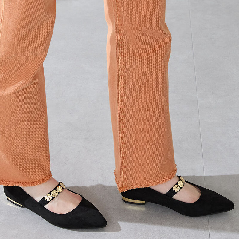 ORiental TRaffic「●2025秋冬新作●コインモチーフ ストラップパンプス /51308 ヒール1.8ｃｍ フラット」|パンプス|