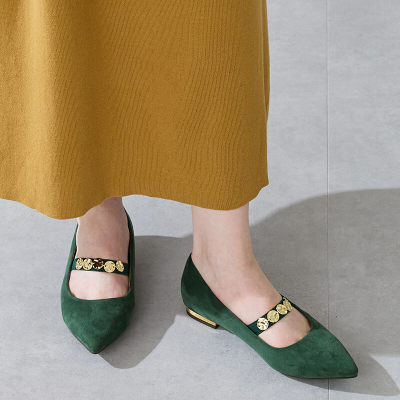 ORiental TRaffic「●2025秋冬新作●コインモチーフ ストラップパンプス /51308 ヒール1.8ｃｍ フラット」|パンプス|