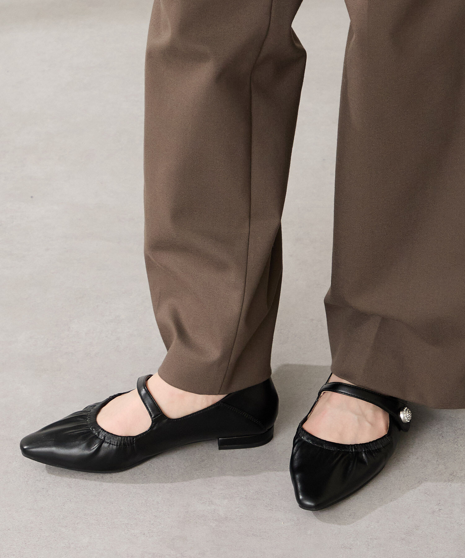 WA Oriental TRaffic「●2025秋冬新作●ギャザーデザインメリージェーン パンプス /52316 フラット 通勤靴 ストラップパンプス」|パンプス|