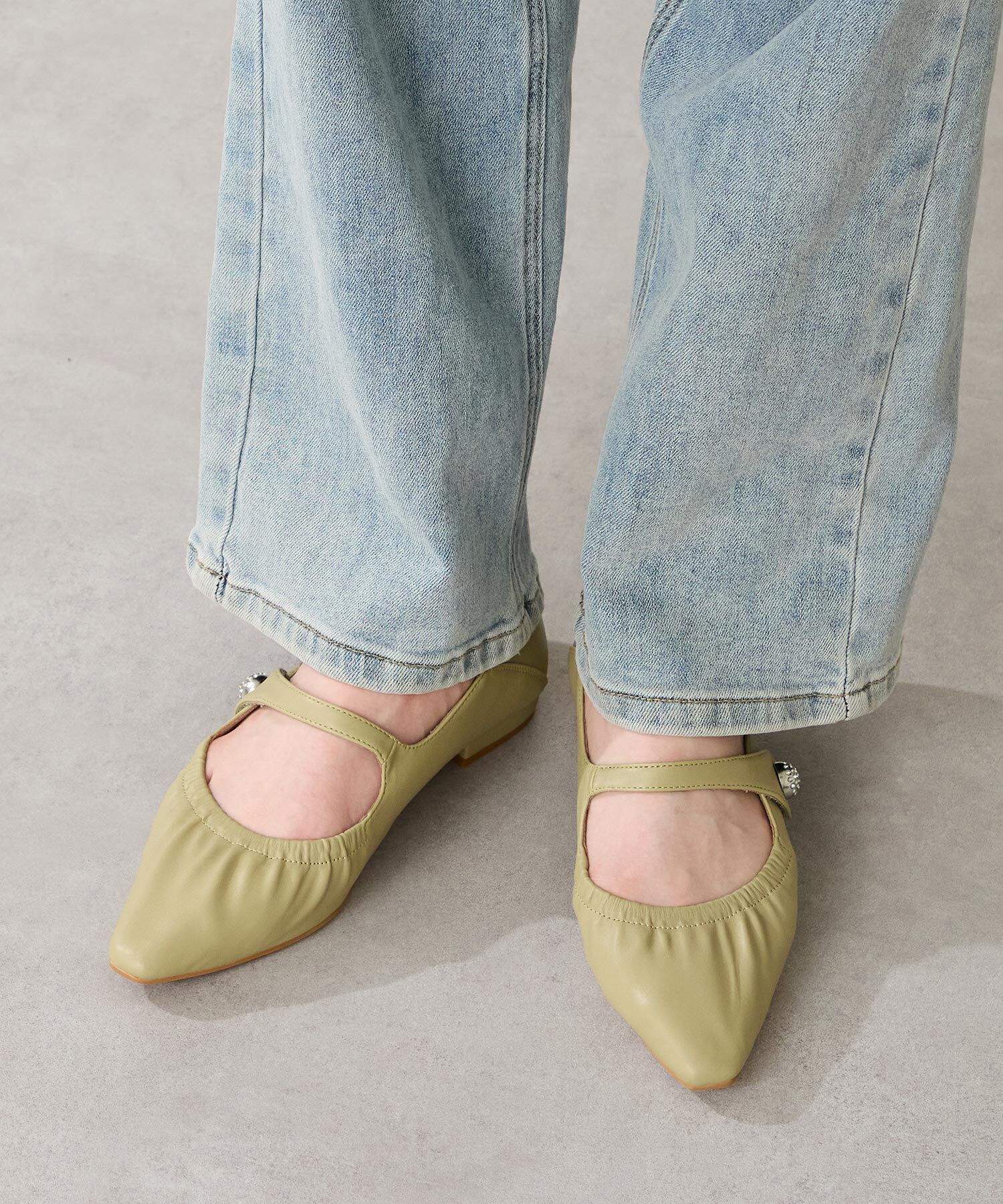 WA Oriental TRaffic「●2025秋冬新作●ギャザーデザインメリージェーン パンプス /52316 フラット 通勤靴 ストラップパンプス」|パンプス|