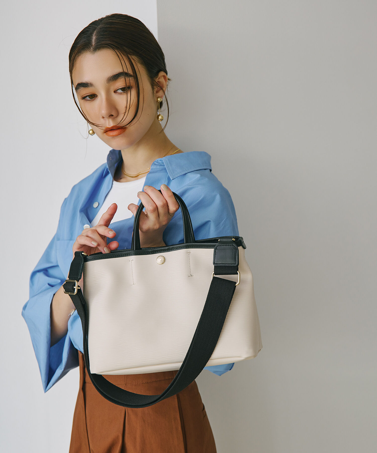 TOPKAPI BREATH「【Breath TOPKAPI】RIPPLE リプル ショルダー付き シンプル ミニ トートバッグ」|ショルダー・メッセンジャー|オフ