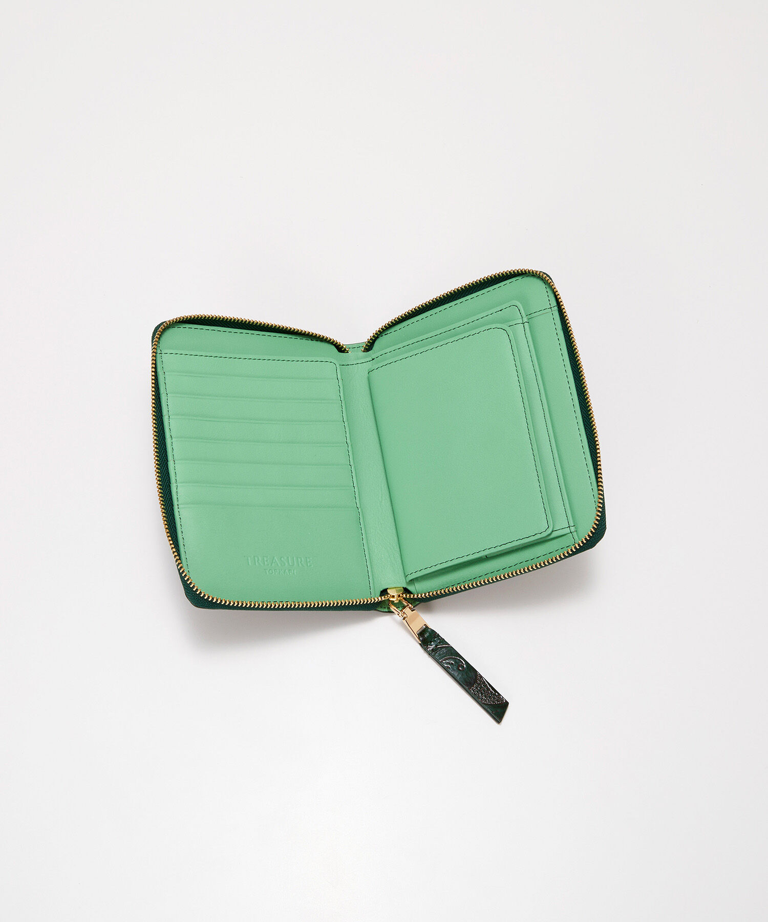 TOPKAPI BREATH「【TREASURE TOPKAPI】ローズエンボス ツヤ レザー ラウンドファスナー 二つ折り財布/パスポート対応」|財布|