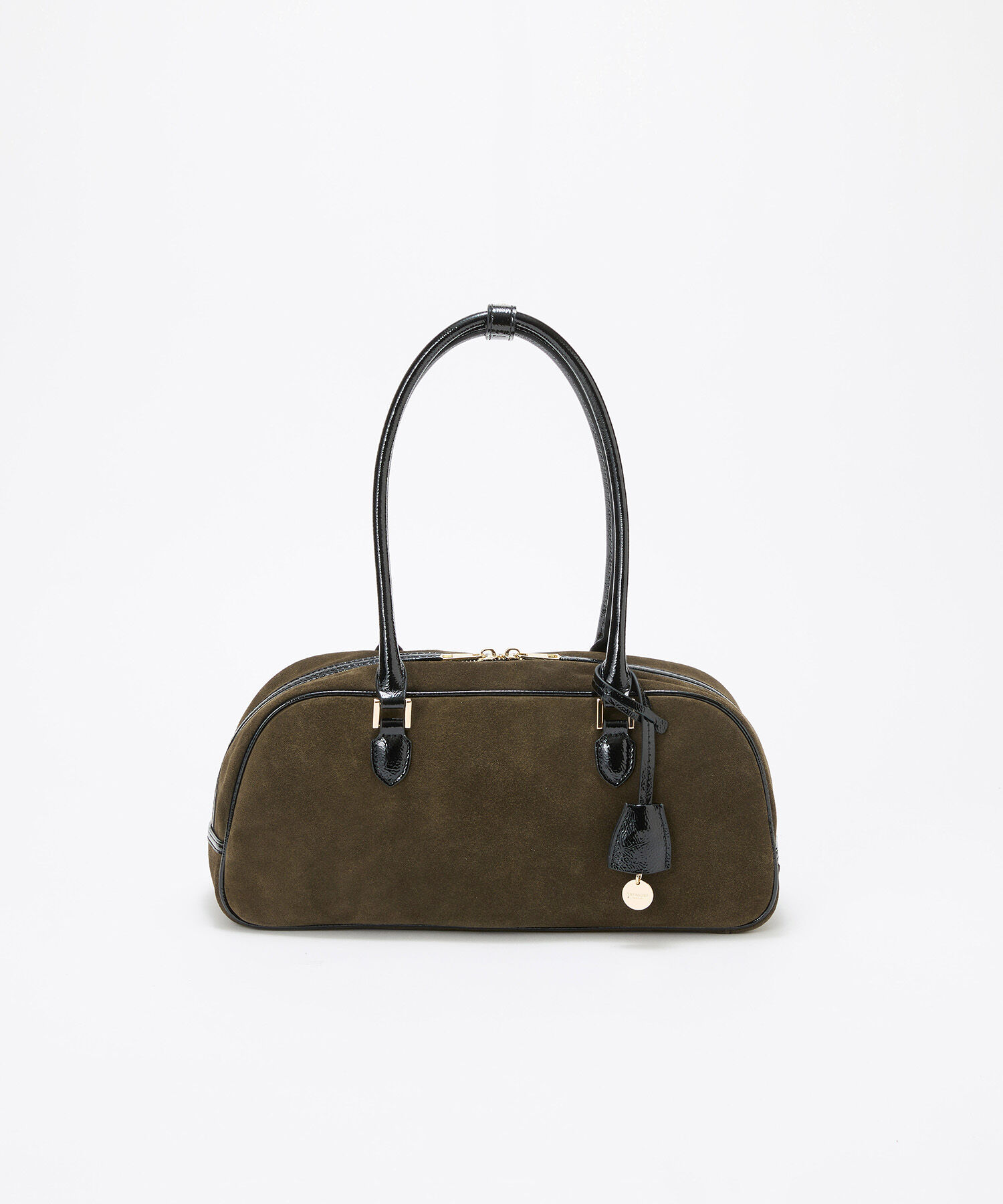 TOPKAPI TREASURE「【TREASURE TOPKAPI】スエード エナメルコンビ ワイド ボストンバッグ チャーム付き」|ボストンバッグ|