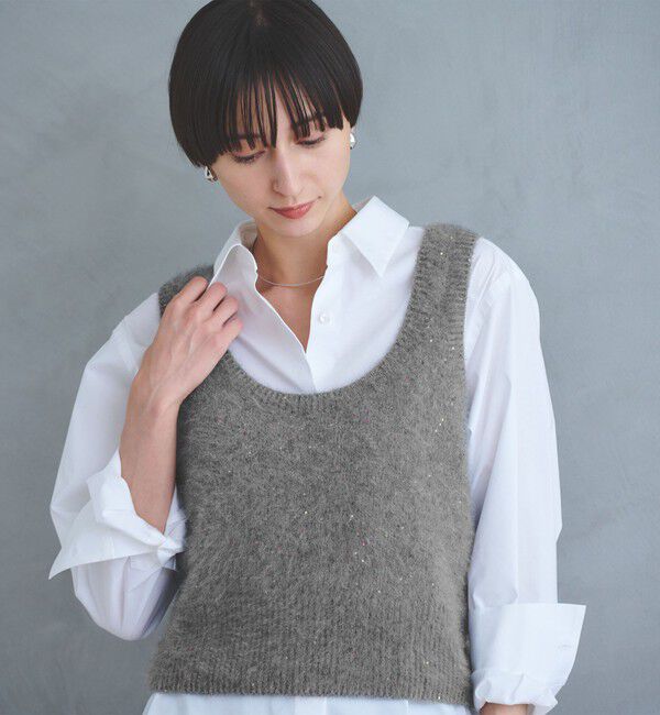 UNITED ARROWS「フォックス カシミヤ スパンコール 2WAY ニットベスト」|ベスト・ジレ|