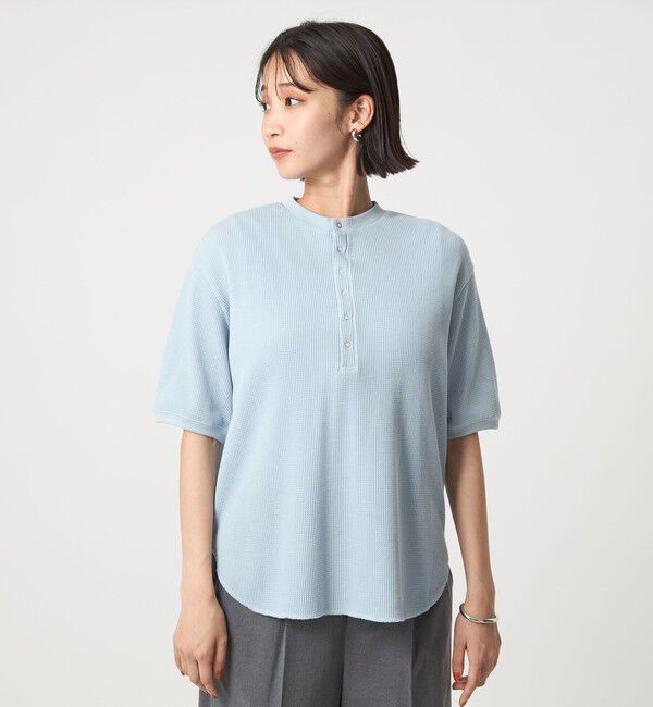 UNITED ARROWS green label relaxing「【WEB限定】＜at ease＞ワッフル ヘンリーネック 5分袖 プルオーバー カットソー」|Tシャツ・カットソー|