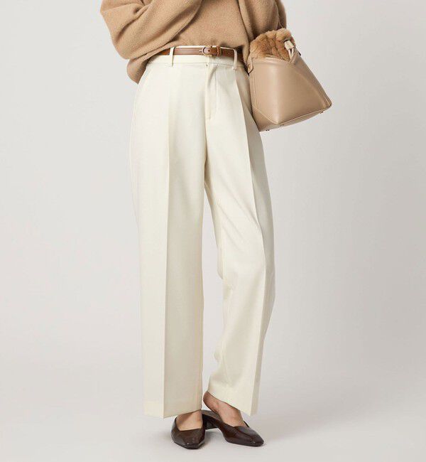 UNITED ARROWS green label relaxing「［size SHORT/TALLあり］キチントボトムス サキソニー ワイド パンツ」|スラックス|OFF WHITE