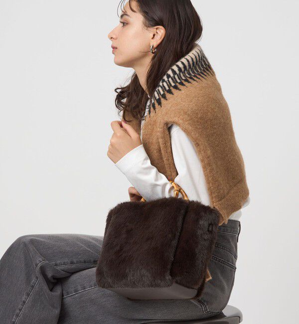 UNITED ARROWS green label relaxing「2WAY バンブーハンドル フェイクファー トートバッグ」|ショルダー・メッセンジャー|