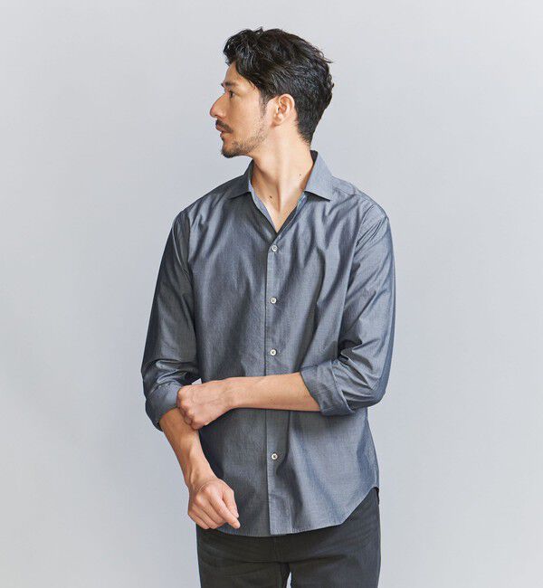 BEAUTY&YOUTH UNITED ARROWS「【WEB限定 WARDROBE SMART】コットン ワイドカラー スキッパー シャツ」|シャツ・ブラウス|