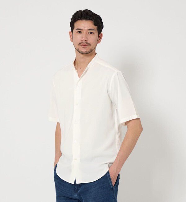 BEAUTY&YOUTH UNITED ARROWS「【WEB限定 WARDROBE SMART】ドレープ  バンドカラー スキッパーシャツ」|シャツ・ブラウス|