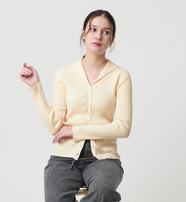 BEAUTY&YOUTH UNITED ARROWS「コットンカシミヤ リブセーラーカラー カーディガン ウォッシャブル」|カーディガン|
