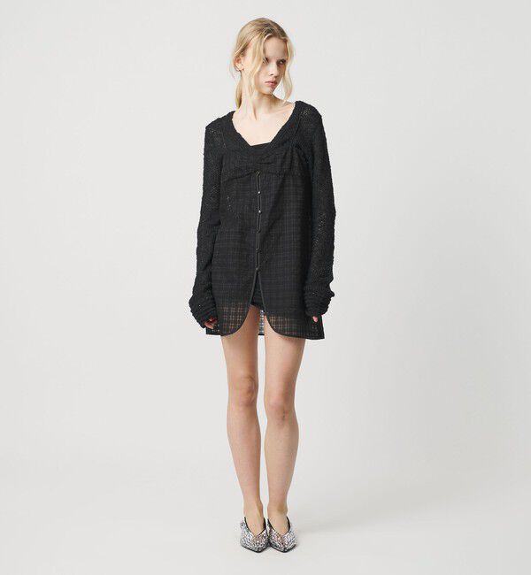 ATTISESSION「＜ATTISESSION＞エンブロイダリー チェック ミニ ドレス 」|ワンピース|