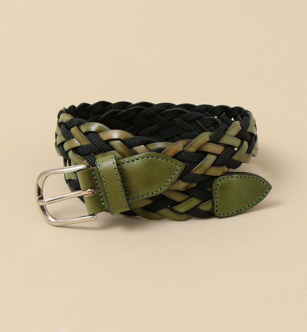 SHIPS「SHIPS: イタリア製 レザー コンビネーション メッシュ ベルト」|ベルト|オリーブ