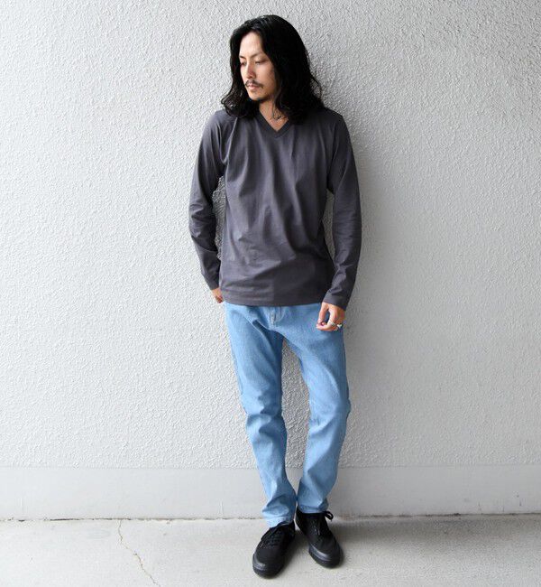 SHIPS「SHIPS: 抗菌・防臭 NANO-FINE(R) ハイゲージ Vネック Tシャツ (ロンT)」|Tシャツ・カットソー|