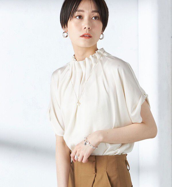 SHIPS for women「〈手洗い可能〉ネック ギャザー ソリッド ブラウス 」|シャツ・ブラウス|オフホワイト
