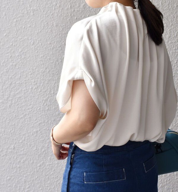 SHIPS for women「〈手洗い可能〉ネック ギャザー ソリッド ブラウス 」|シャツ・ブラウス|