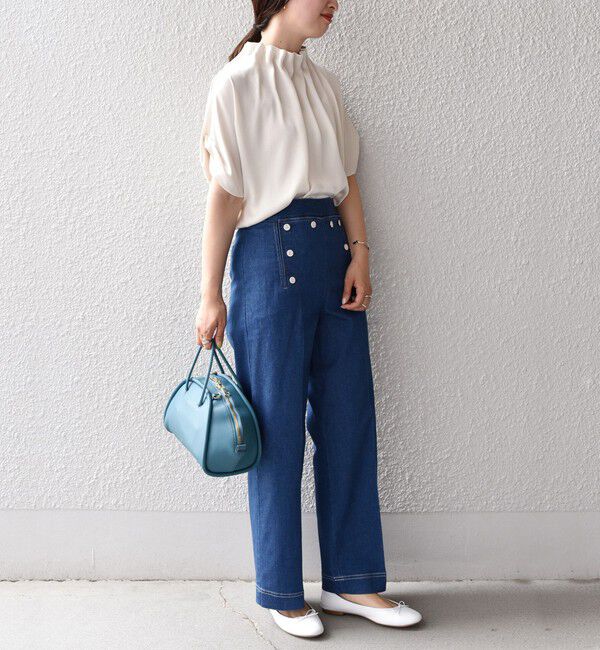 SHIPS for women「〈手洗い可能〉ネック ギャザー ソリッド ブラウス 」|シャツ・ブラウス|