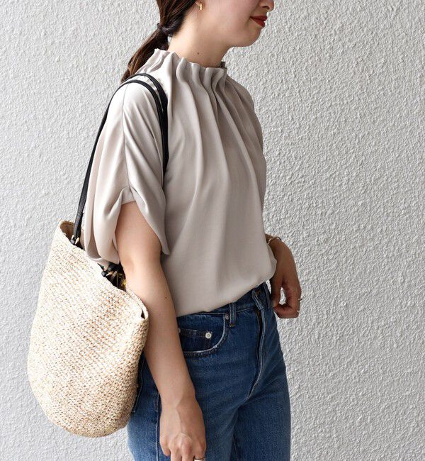 SHIPS for women「〈手洗い可能〉ネック ギャザー ソリッド ブラウス 」|シャツ・ブラウス|