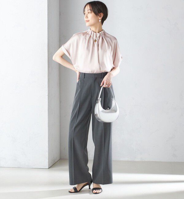 SHIPS for women「〈手洗い可能〉ネック ギャザー ソリッド ブラウス 」|シャツ・ブラウス|