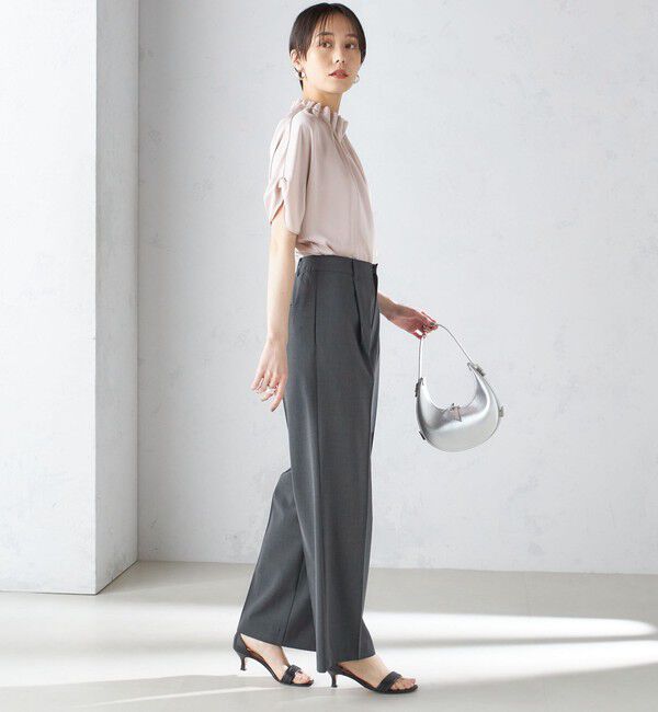 SHIPS for women「〈手洗い可能〉ネック ギャザー ソリッド ブラウス 」|シャツ・ブラウス|