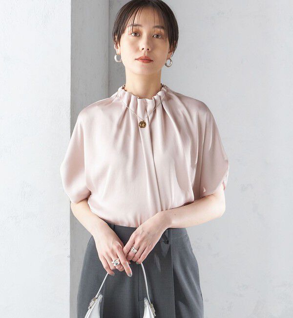 SHIPS for women「〈手洗い可能〉ネック ギャザー ソリッド ブラウス 」|シャツ・ブラウス|
