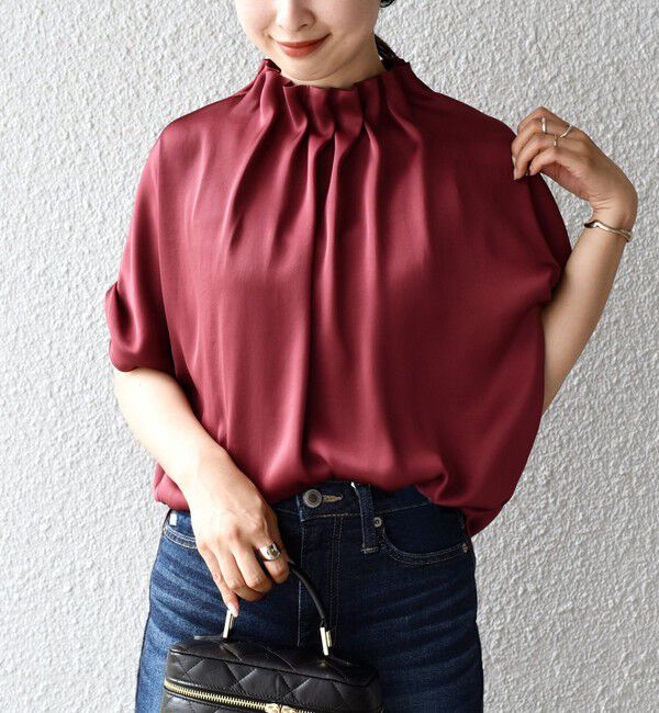 SHIPS for women「〈手洗い可能〉ネック ギャザー ソリッド ブラウス 」|シャツ・ブラウス|