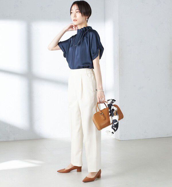 SHIPS for women「〈手洗い可能〉ネック ギャザー ソリッド ブラウス 」|シャツ・ブラウス|