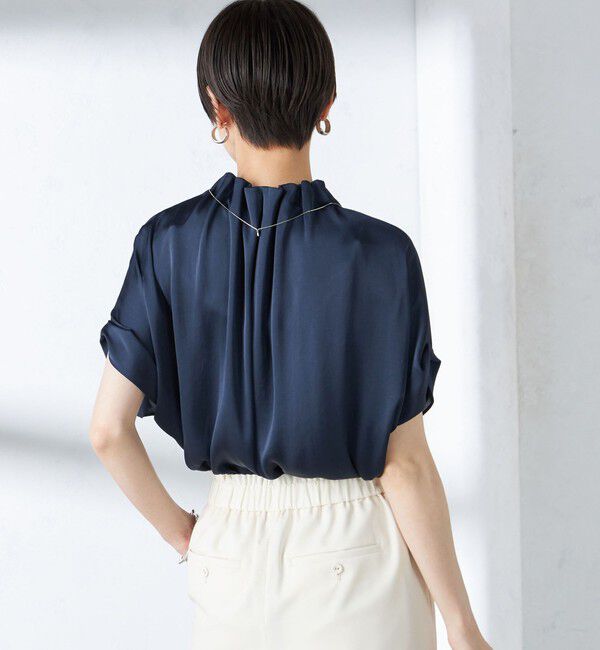 SHIPS for women「〈手洗い可能〉ネック ギャザー ソリッド ブラウス 」|シャツ・ブラウス|