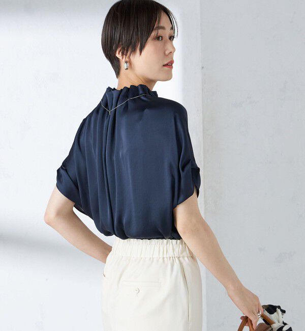 SHIPS for women「〈手洗い可能〉ネック ギャザー ソリッド ブラウス 」|シャツ・ブラウス|