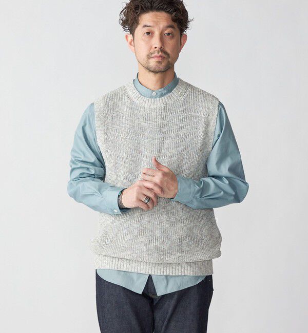 SHIPS「SHIPS:〈手洗い可能〉リネン/コットン メランジ ニットベスト」|ベスト・ジレ|