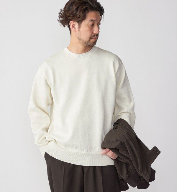 SHIPS「SHIPS:〈手洗い可能〉7ゲージ 2プライ ストローヤーン ギマ クルーネック ニット」|ニット・セーター|